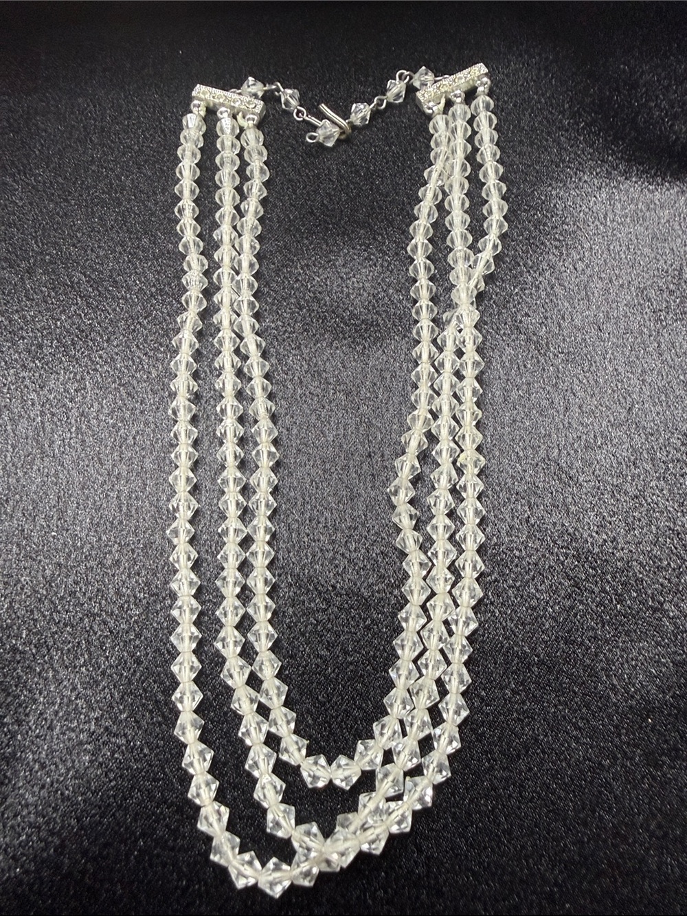 Vintage Classic Clear Crystal Multi-Strand Necklace by
